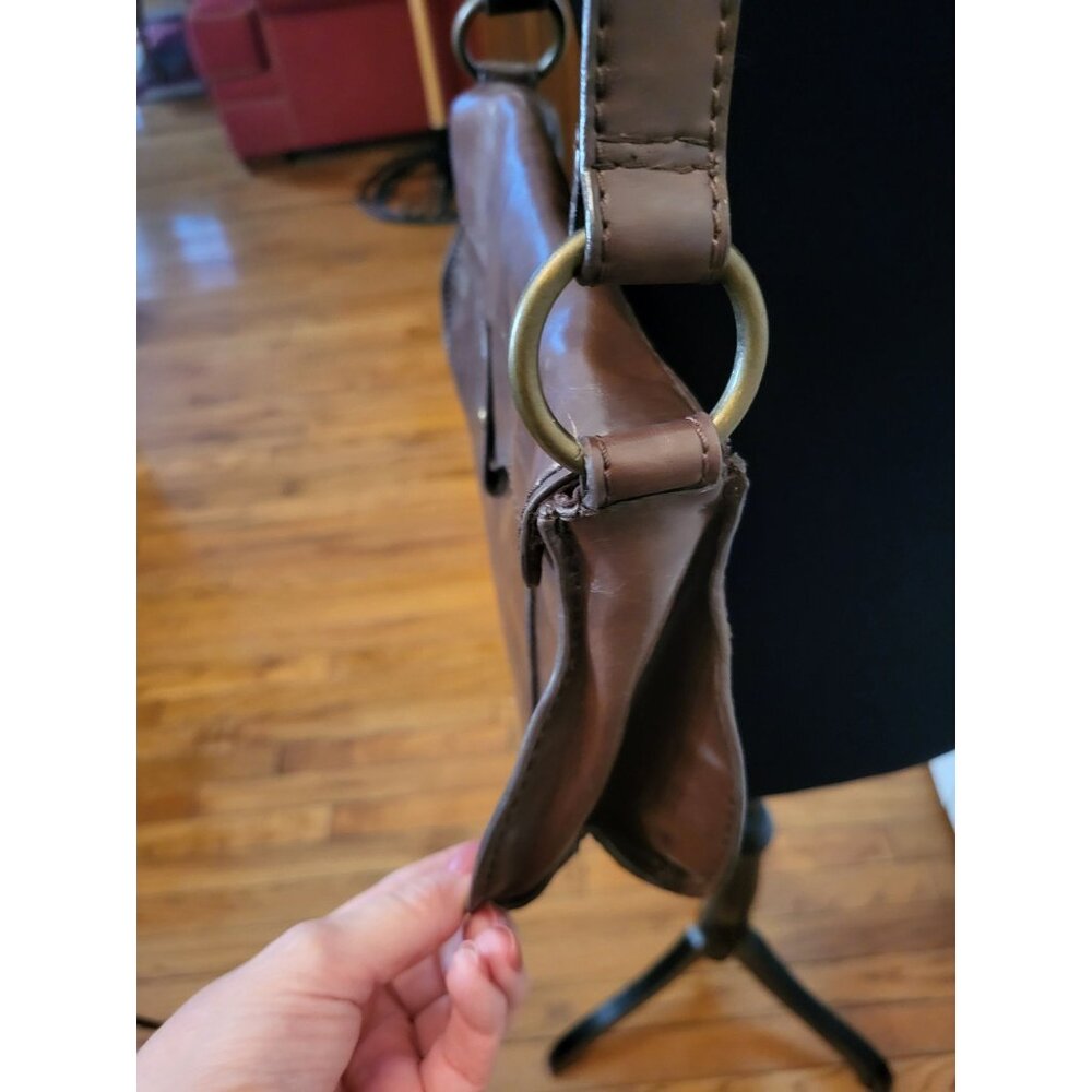 Fina Firenze Y2K Brown Faux Leather Hobo Bag Bronze Hardware Boho 00s Retro - Picture 4 of 9